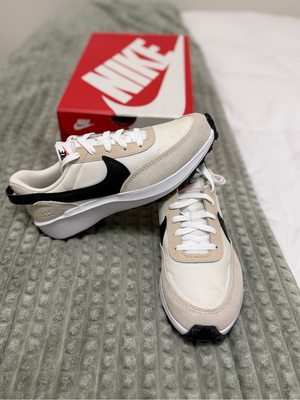 Nike Women’s Cream and Black Retro-Style Sneakers